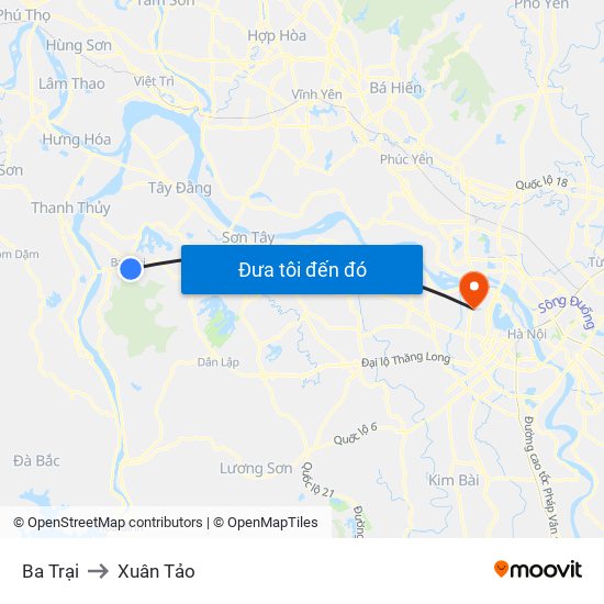 Ba Trại to Xuân Tảo map