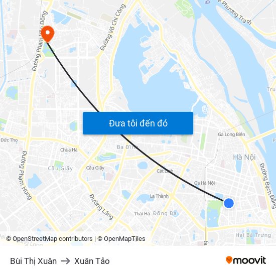 Bùi Thị Xuân to Xuân Tảo map