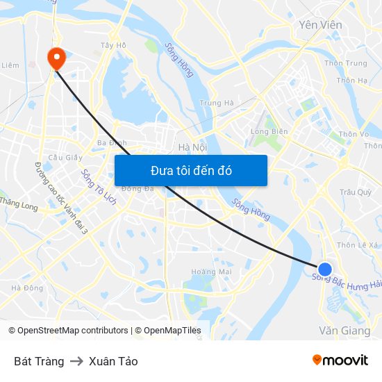 Bát Tràng to Xuân Tảo map