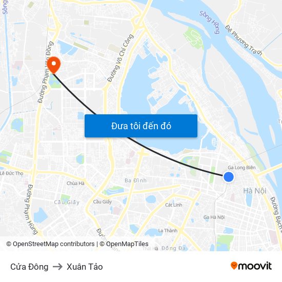 Cửa Đông to Xuân Tảo map