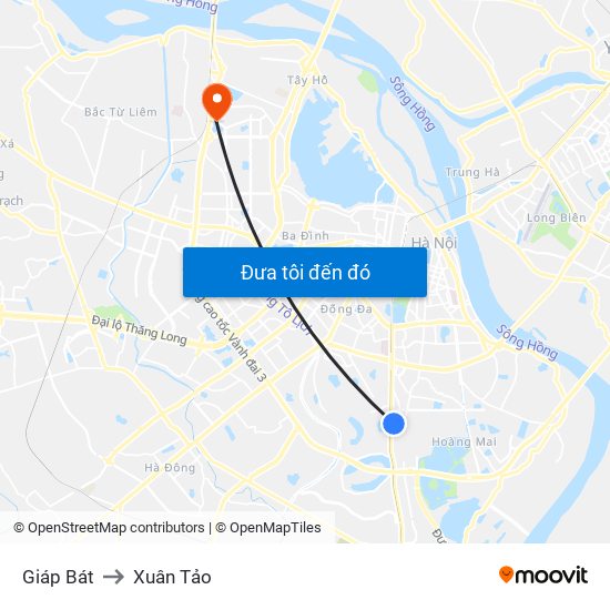 Giáp Bát to Xuân Tảo map