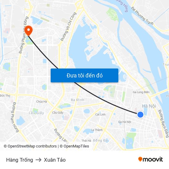 Hàng Trống to Xuân Tảo map