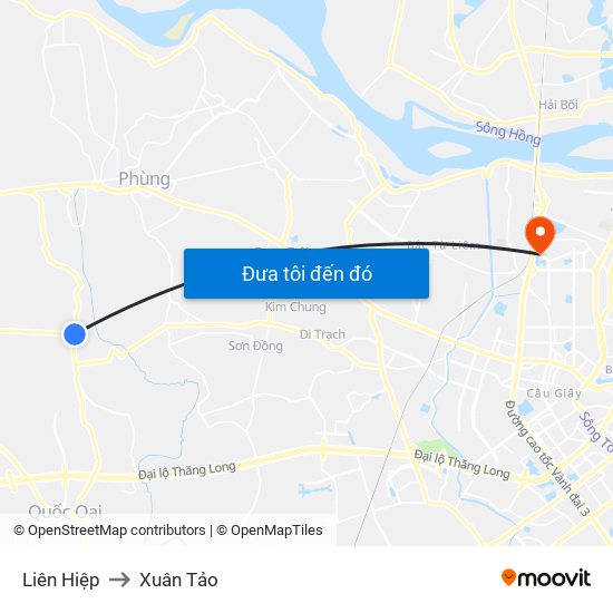 Liên Hiệp to Xuân Tảo map