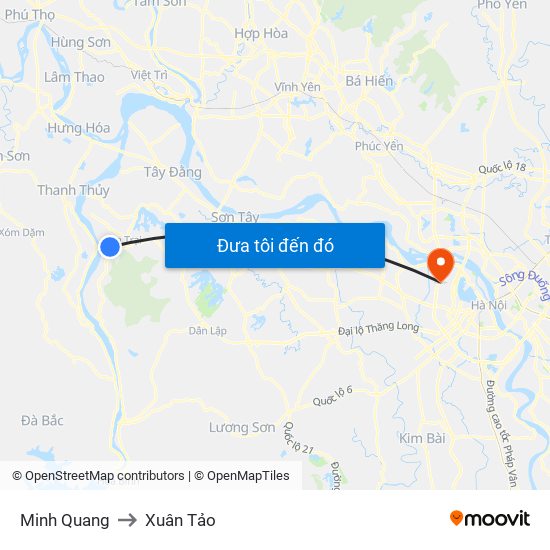 Minh Quang to Xuân Tảo map