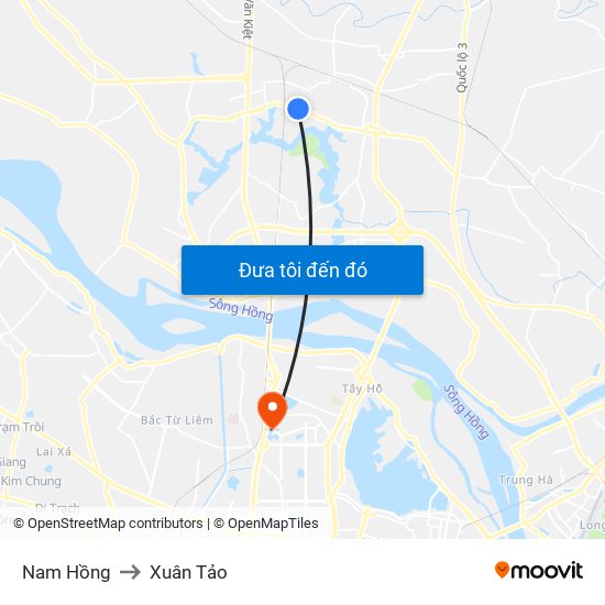 Nam Hồng to Xuân Tảo map
