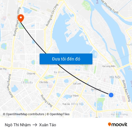 Ngô Thì Nhậm to Xuân Tảo map