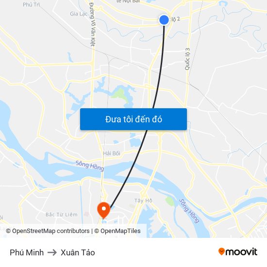 Phú Minh to Xuân Tảo map