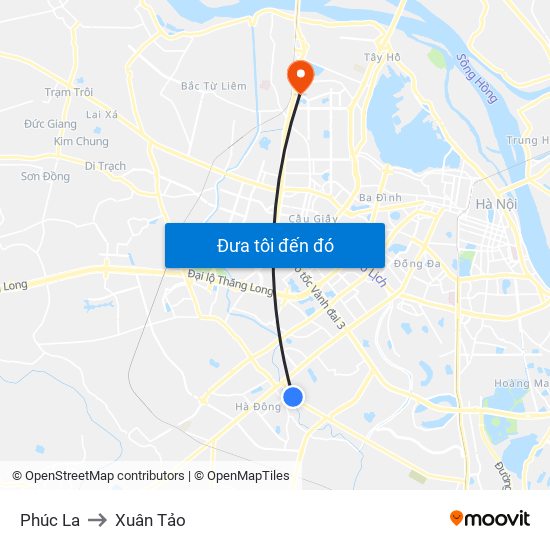 Phúc La to Xuân Tảo map