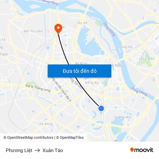 Phương Liệt to Xuân Tảo map