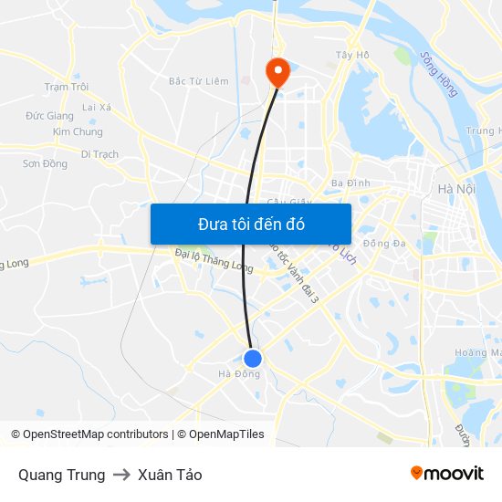 Quang Trung to Xuân Tảo map