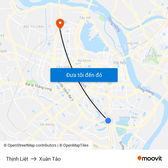 Thịnh Liệt to Xuân Tảo map