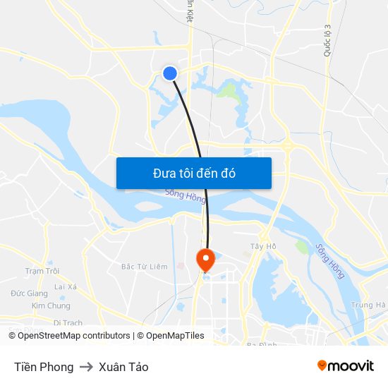 Tiền Phong to Xuân Tảo map