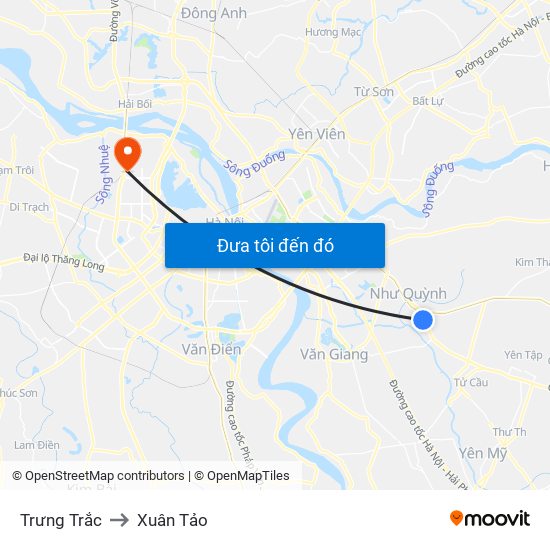 Trưng Trắc to Xuân Tảo map