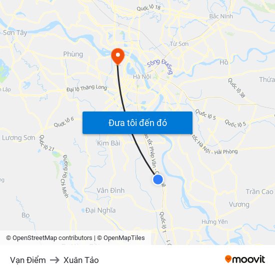 Vạn Điểm to Xuân Tảo map