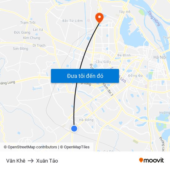 Văn Khê to Xuân Tảo map