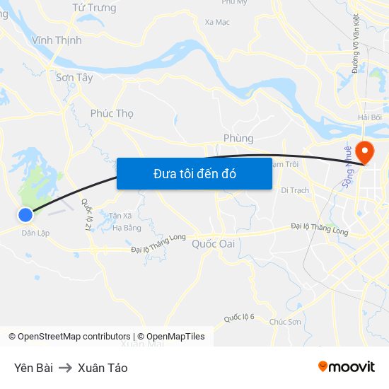 Yên Bài to Xuân Tảo map