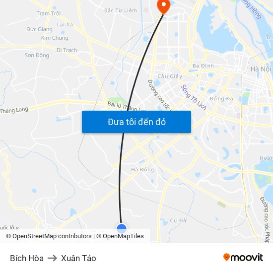 Bích Hòa to Xuân Tảo map