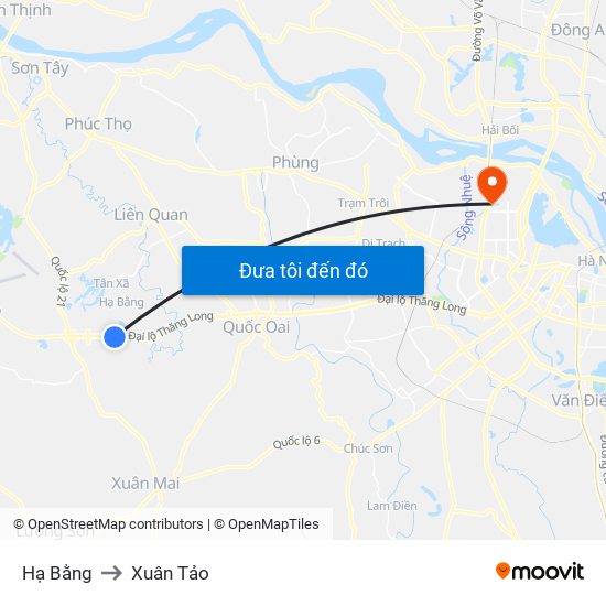 Hạ Bằng to Xuân Tảo map