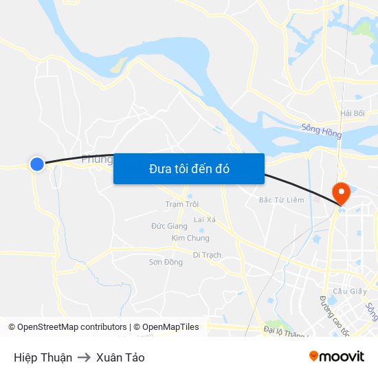 Hiệp Thuận to Xuân Tảo map