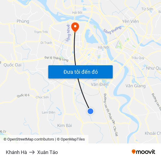 Khánh Hà to Xuân Tảo map
