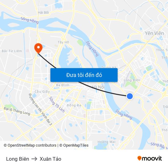 Long Biên to Xuân Tảo map