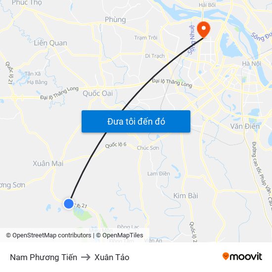 Nam Phương Tiến to Xuân Tảo map