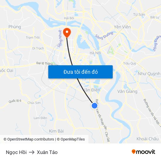 Ngọc Hồi to Xuân Tảo map