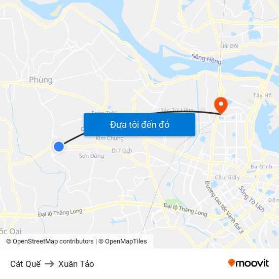Cát Quế to Xuân Tảo map
