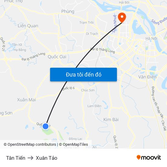 Tân Tiến to Xuân Tảo map