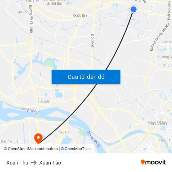 Xuân Thu to Xuân Tảo map