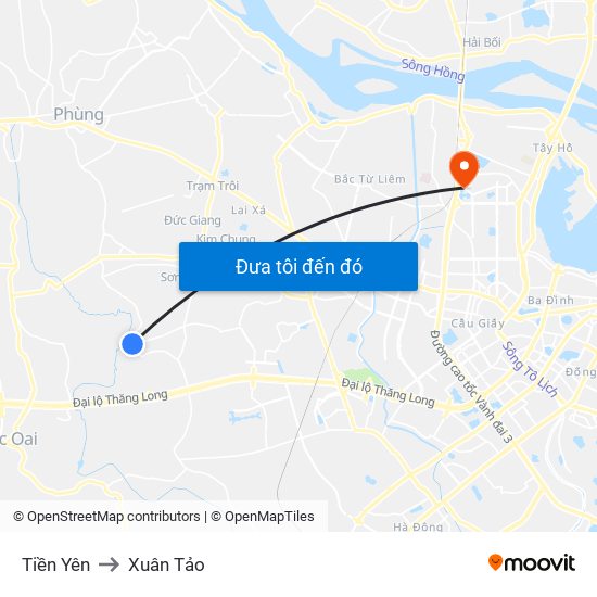 Tiền Yên to Xuân Tảo map