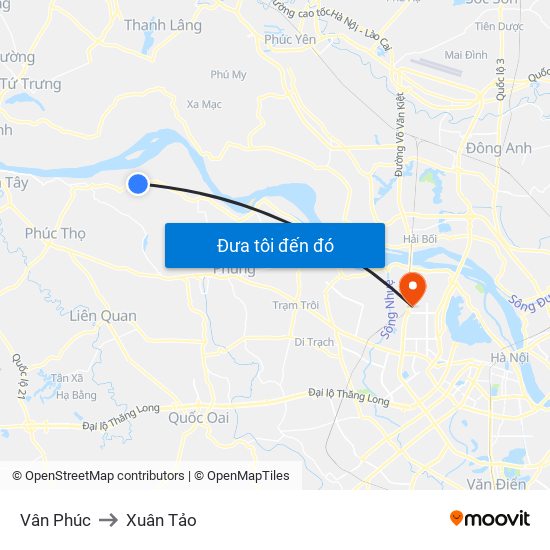 Vân Phúc to Xuân Tảo map