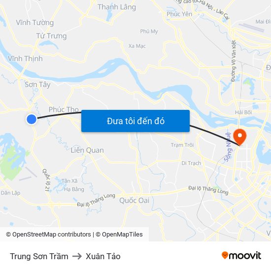 Trung Sơn Trầm to Xuân Tảo map