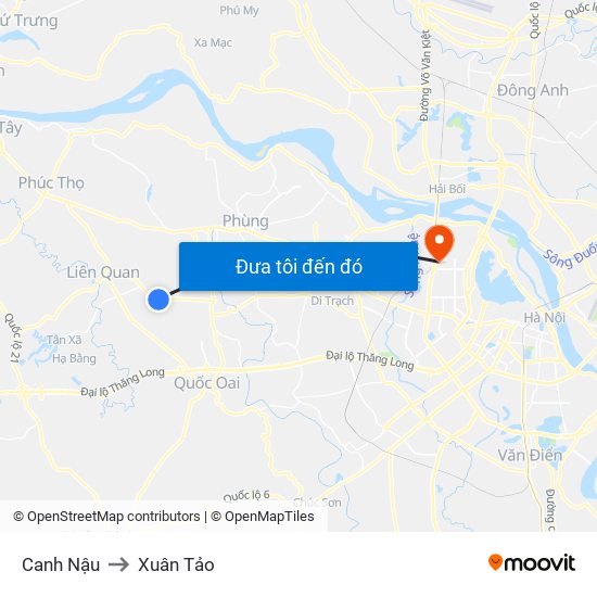 Canh Nậu to Xuân Tảo map