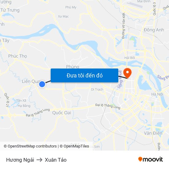 Hương Ngải to Xuân Tảo map