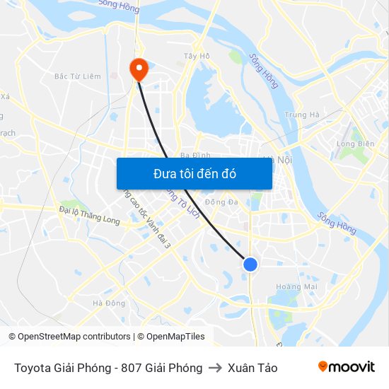 Toyota Giải Phóng - 807 Giải Phóng to Xuân Tảo map