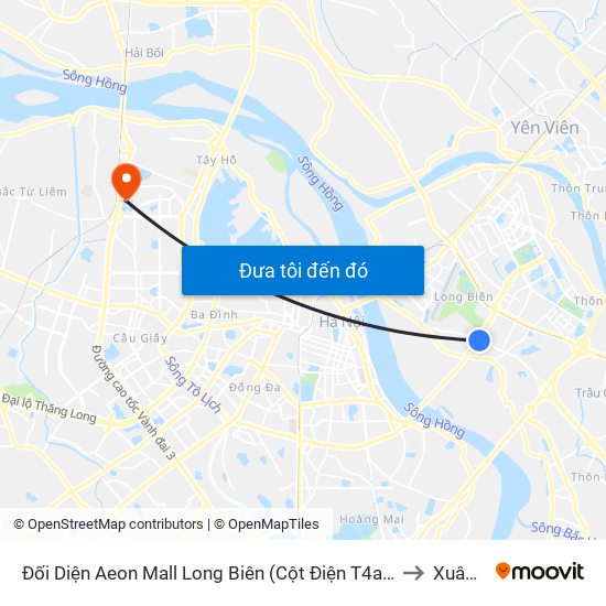 Đối Diện Aeon Mall Long Biên (Cột Điện T4a/2a-B Đường Cổ Linh) to Xuân Tảo map