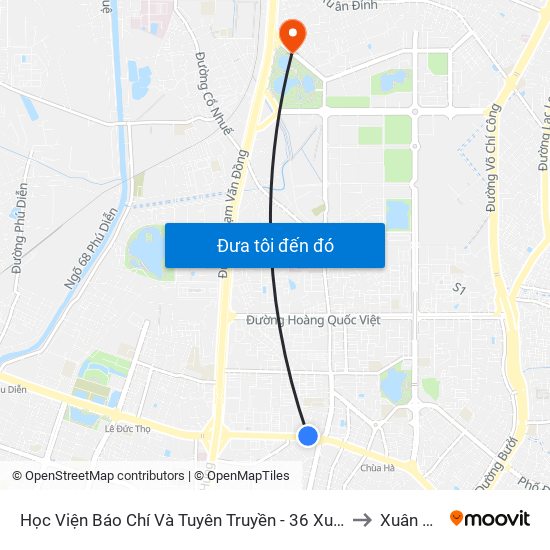 Học Viện Báo Chí Và Tuyên Truyền - 36 Xuân Thủy to Xuân Tảo map