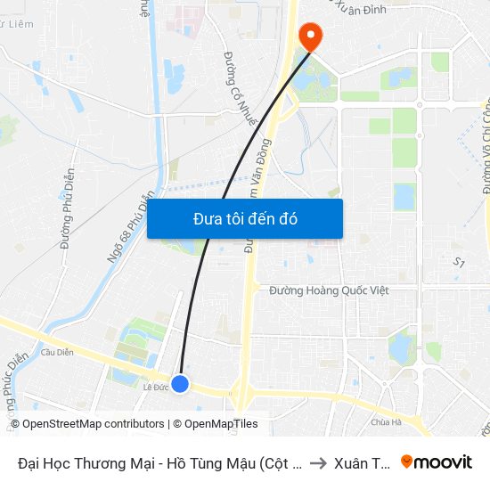 Đại Học Thương Mại - Hồ Tùng Mậu (Cột Sau) to Xuân Tảo map