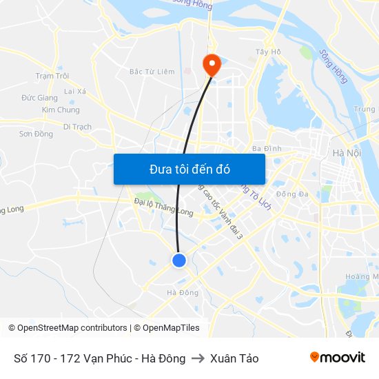 Số 170 - 172 Vạn Phúc - Hà Đông to Xuân Tảo map
