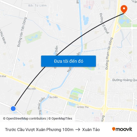 Trước Cầu Vượt Xuân Phương 100m to Xuân Tảo map