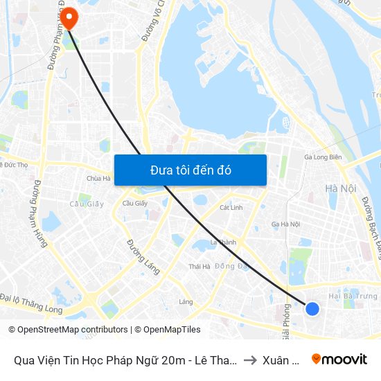 Qua Viện Tin Học Pháp Ngữ 20m - Lê Thanh Nghị to Xuân Tảo map