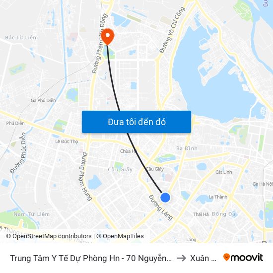 Trung Tâm Y Tế Dự Phòng Hn - 70 Nguyễn Chí Thanh to Xuân Tảo map