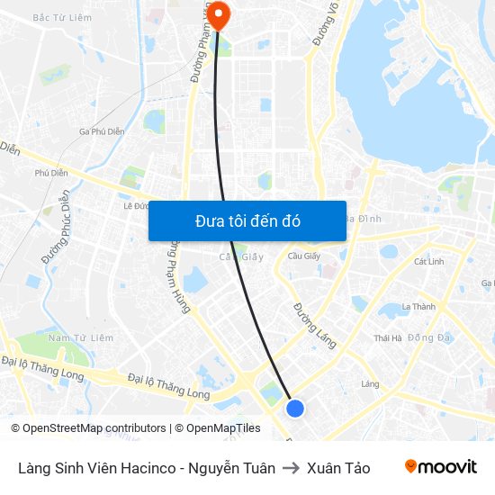 Làng Sinh Viên Hacinco - Nguyễn Tuân to Xuân Tảo map