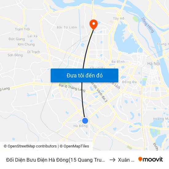 Đối Diện Bưu Điện Hà Đông(15 Quang Trung Hà Đông) to Xuân Tảo map
