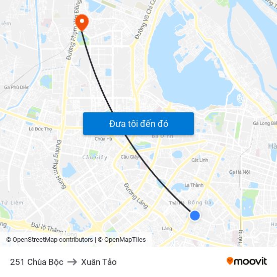 251 Chùa Bộc to Xuân Tảo map