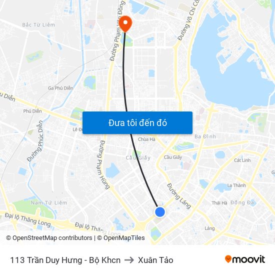 113 Trần Duy Hưng - Bộ Khcn to Xuân Tảo map