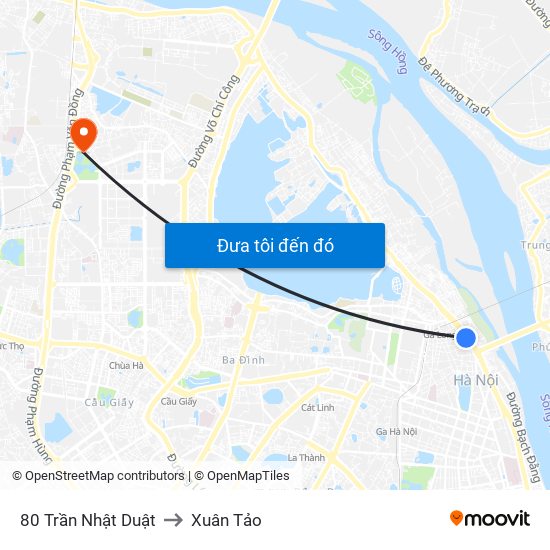 80 Trần Nhật Duật to Xuân Tảo map
