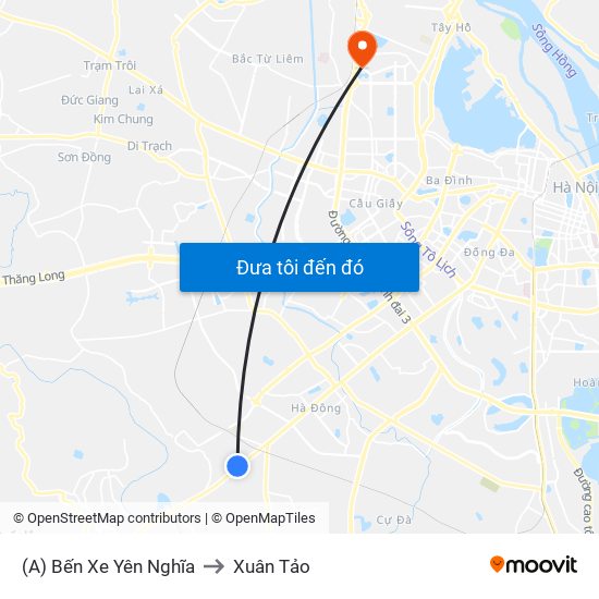 (A) Bến Xe Yên Nghĩa to Xuân Tảo map