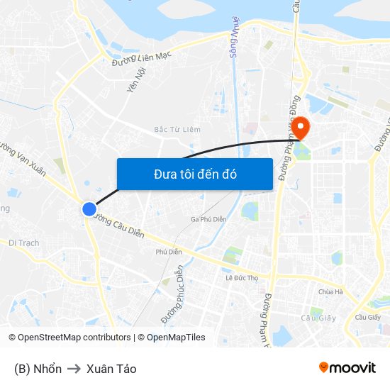 (B) Nhổn to Xuân Tảo map